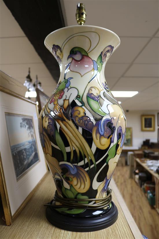 A large Moorcroft table lamp